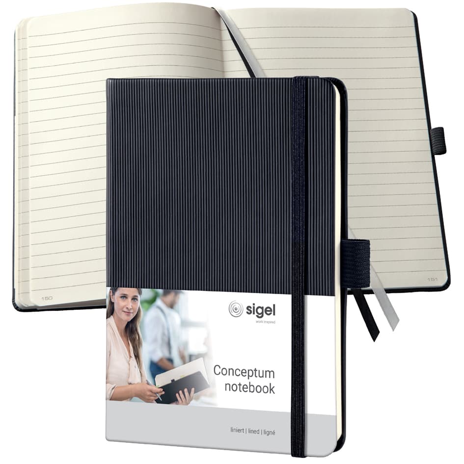 Sigel Notizbuch Conceptum, Din A6, Liniert, Schwarz