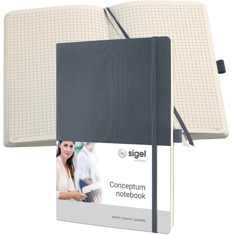 Sigel Notizbuch Conceptum, Din A4, Kariert, Grau