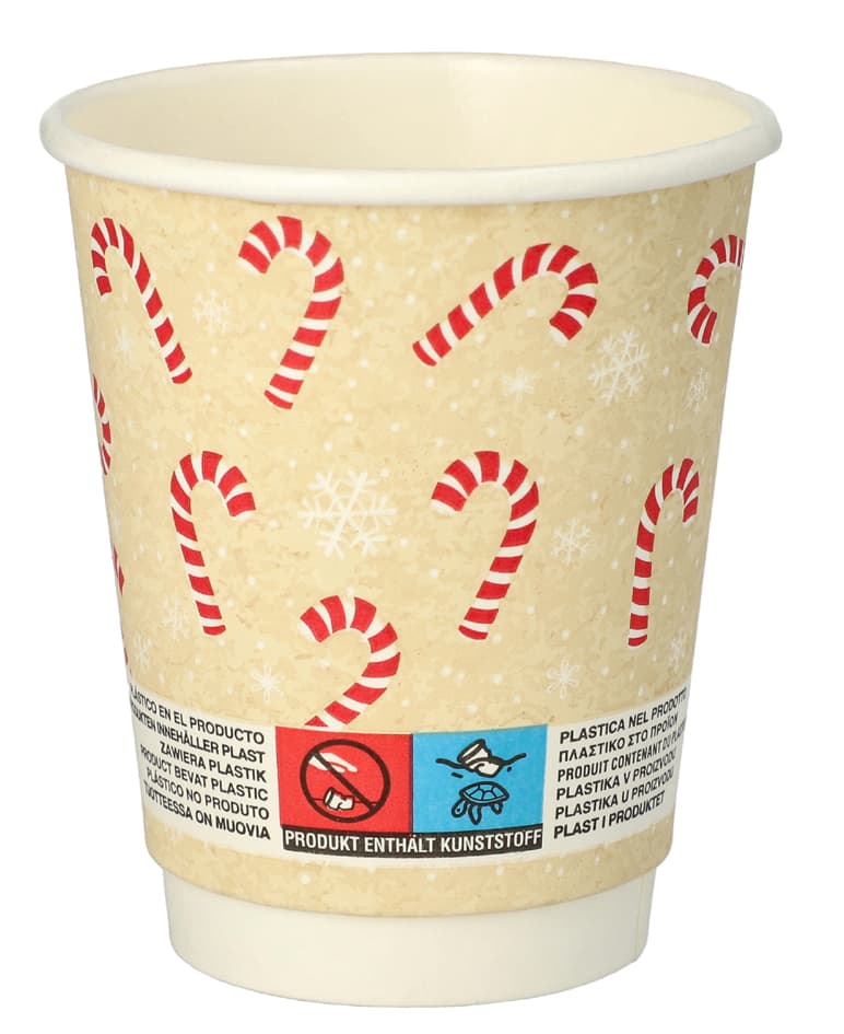 Papstar Papp-Trinkbecher , Candy Canes, , 0,2 L