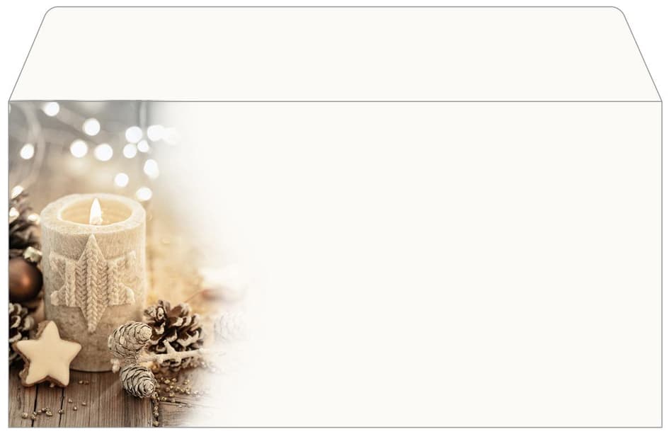 Sigel Weihnachts-Motiv-Umschlag , Beige Christmas Candle,