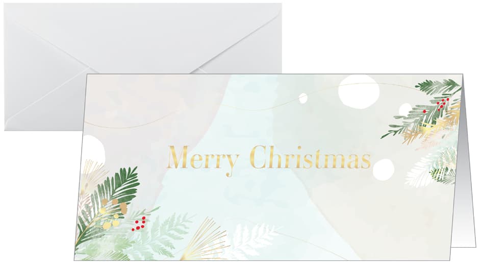 Sigel Weihnachtskarte , Christmas Forest Watercolor, ,Din Lang