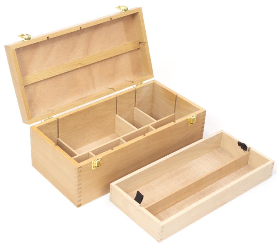 Kangaro Künstler-Utensilienbox, 2 Etagen, Buchenholz