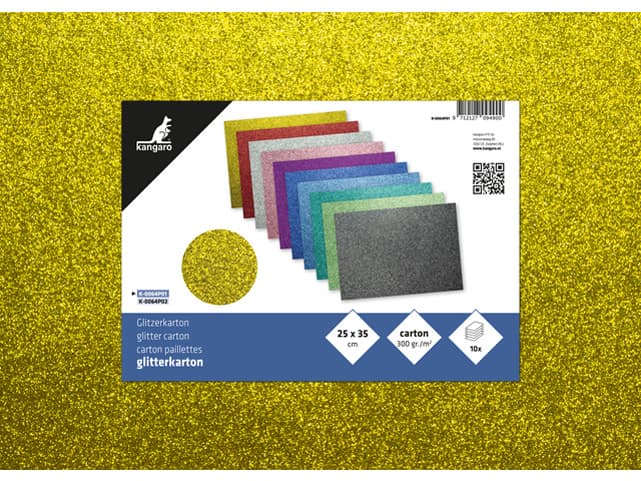 Kangaro Glitterkarton, 250 X 350 Mm, 10-Farbig Sortiert