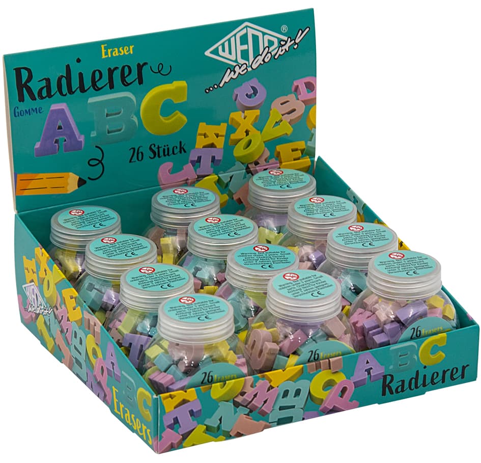 Wedo Kunststoff-Radierer Abc, 12er Display