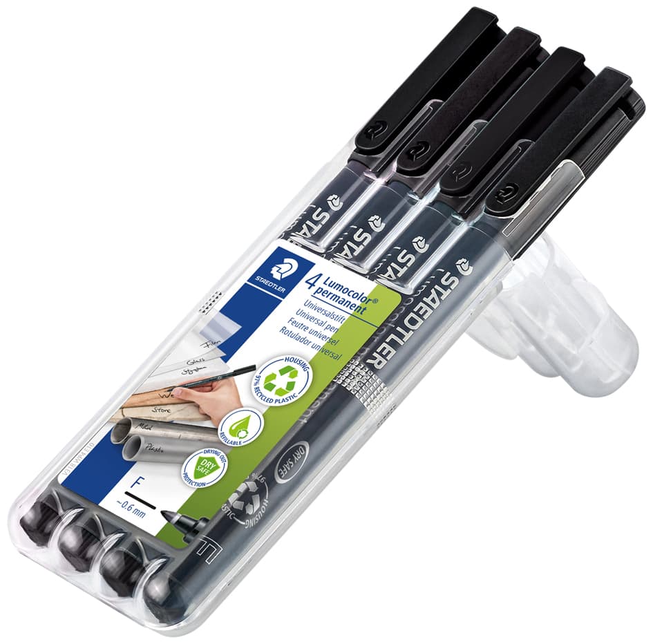 Staedtler Lumocolor Permanent-Marker 318f, Schwarz, 4er Etui