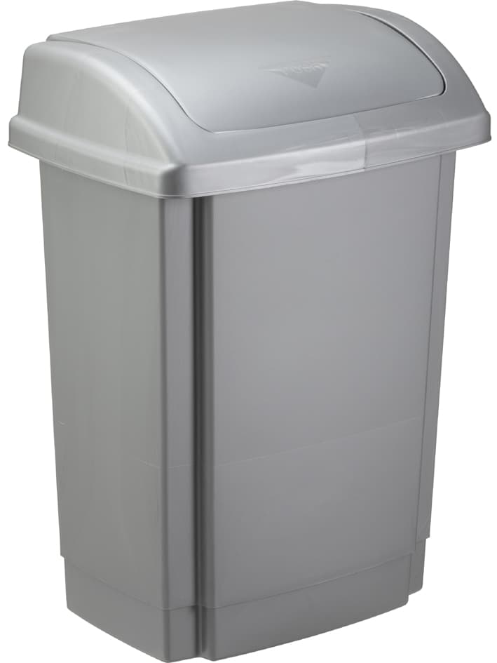 Plast Team Schwingdeckel-Abfalleimer, 25 Liter, Silber