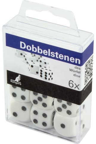 Kangaro Spielwürfel-Set, In Kunststoffdose, Elfenbeinweiß