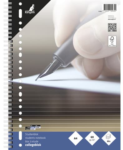 Kangaro Collegeblock, Din A4, Liniert, 80 Blatt