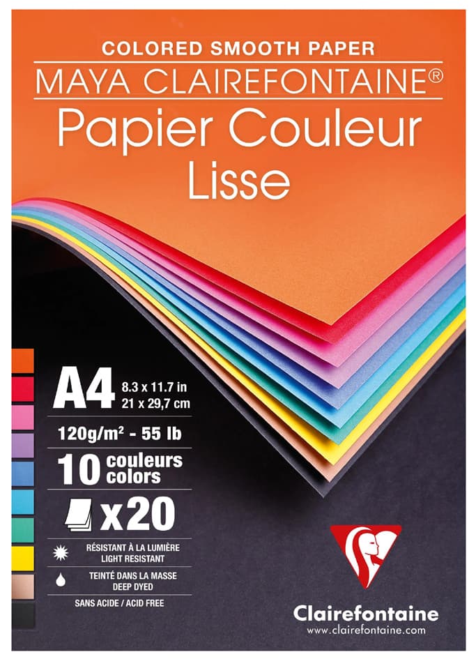 Clairefontaine Tonpapierblock Maya, Din A4, 20 Blatt