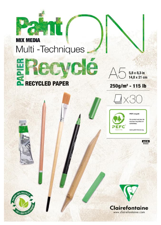 Clairefontaine Zeichenpapierblock Paint, On Recyclé, Din A5