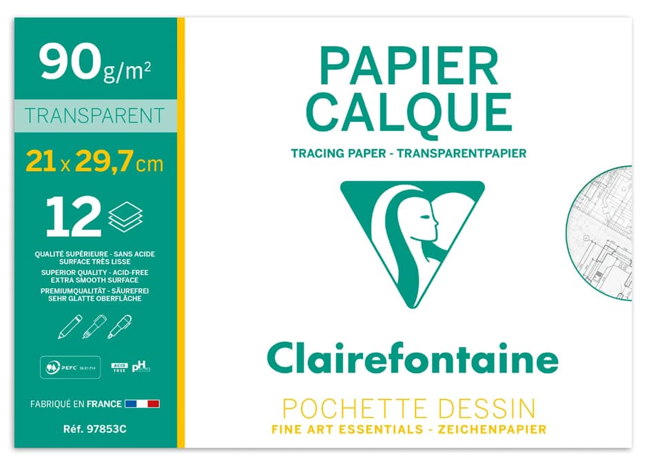 Clairefontaine Transparentpapier, 90/95 G/Qm, Din A4