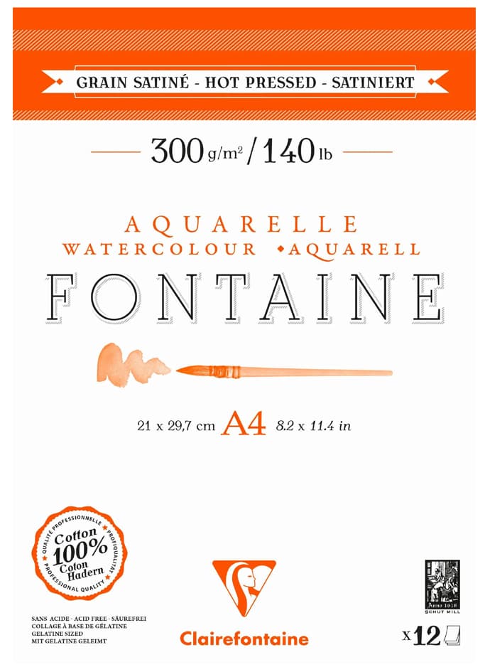 Clairefontaine Aquarellblock Fontaine, Satiniert, Din A3