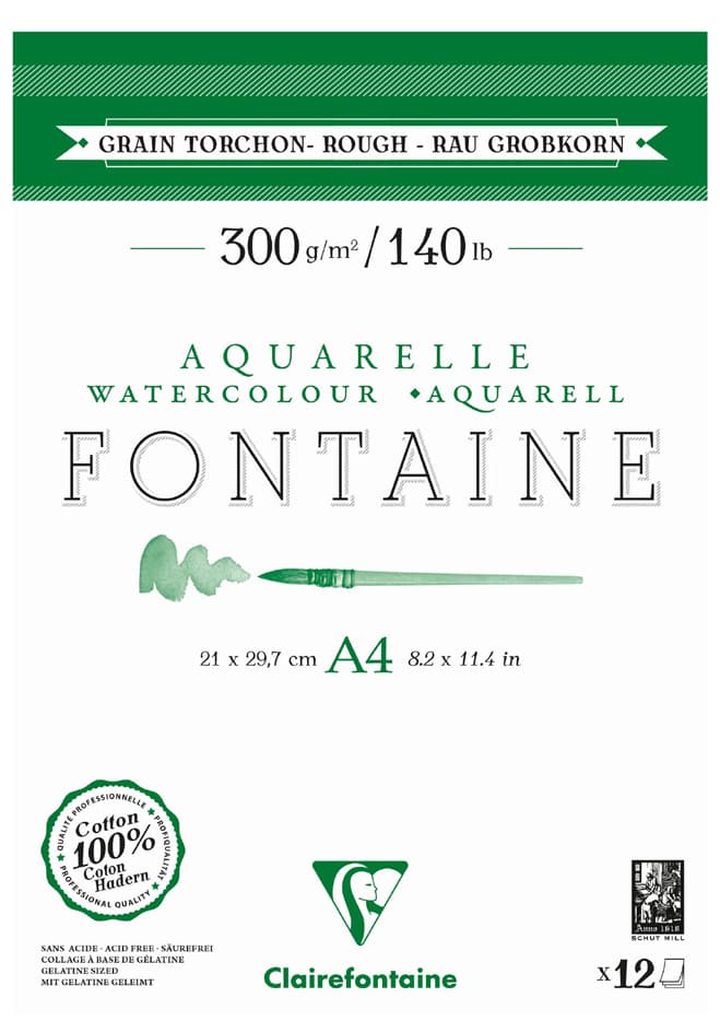 Clairefontaine Aquarellblock Fontaine, Rau, Din A3