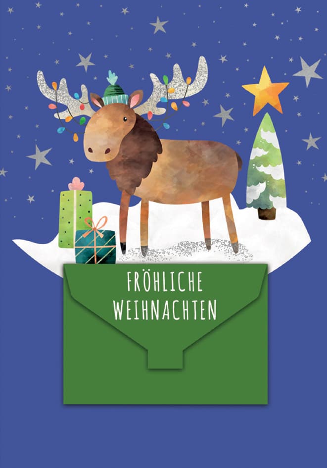 Cactus Geldschein-Weihnachtskarte , Elch,