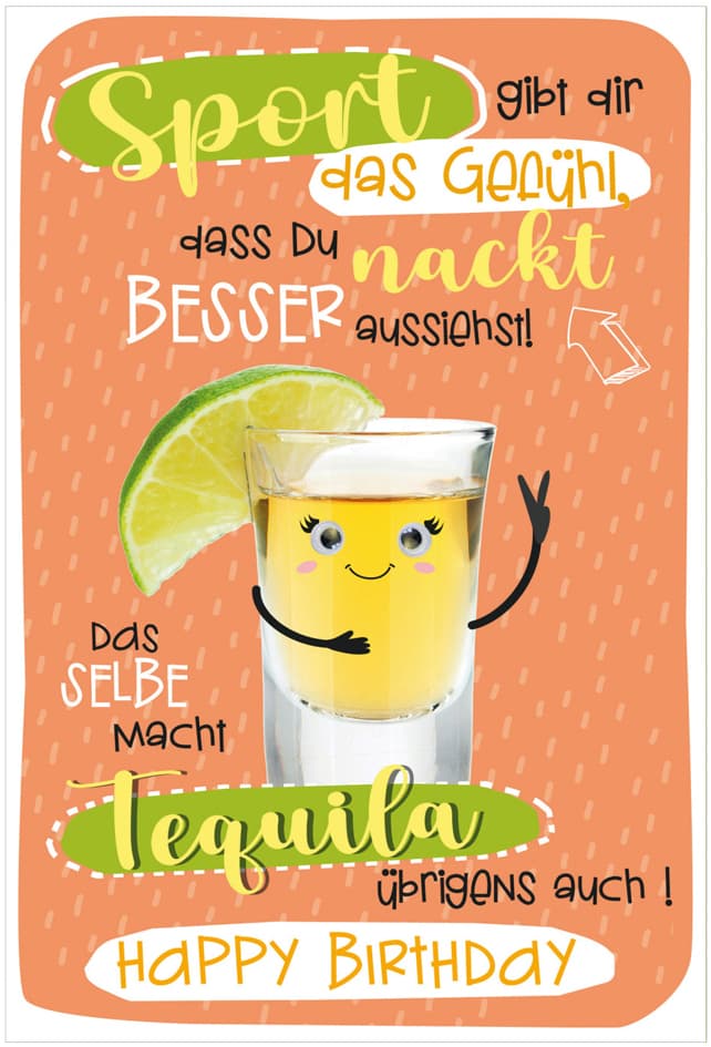 Susy Card Geburtstagskarte Wiggle , Schnapsglas,