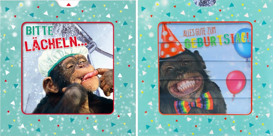 Susy Card 3d-Geburtstagskarte Sliding Card , Affe,