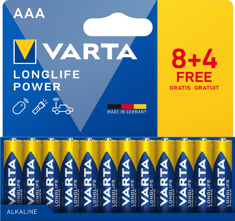 Varta Alkaline Batterie , Longlife Power, , Micro Aaa, 8+4