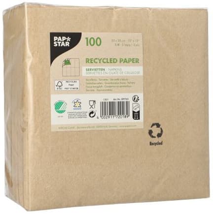 Papstar Lunch-Servietten, 330 X 330 Mm, 3-Lagig, Natur