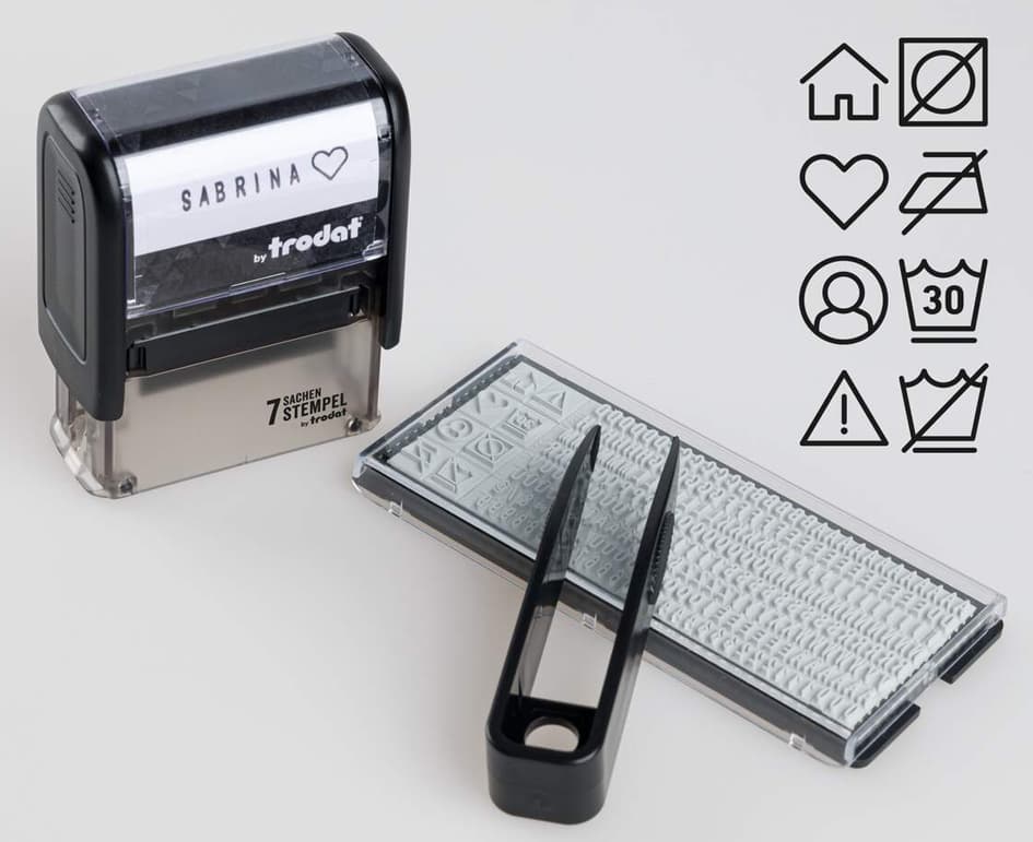 Trodat Textilstempel-Set , 7 Sachen Stempel, , Schwarz