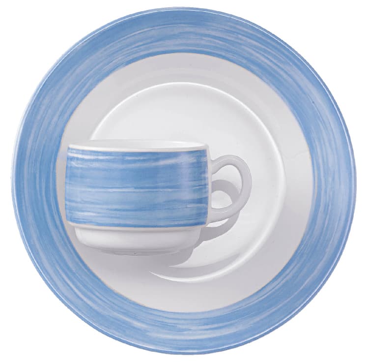 Esmeyer Arcoroc Kaffeetasse Brush, 0,19 L, Blau/Weiß