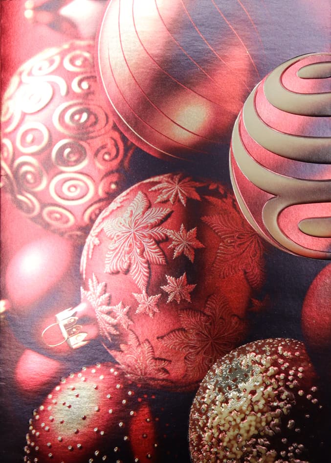 Cactus Weihnachtskarte , Rote Weihnachtskugeln,