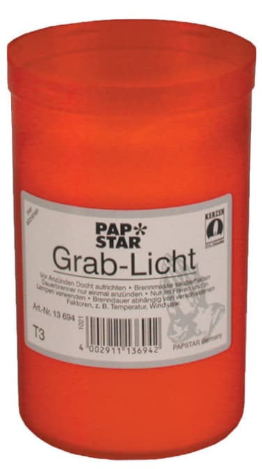 Papstar Grablicht T3, Durchmesser: 64 Mm, Rot