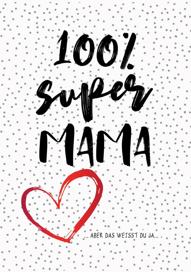Cactus Grußkarte , 100% Super Mama,