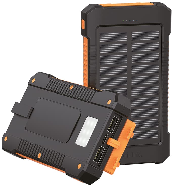 Logilink Powerbank Mit Solar, 6.000 Mah, Schwarz/Orange