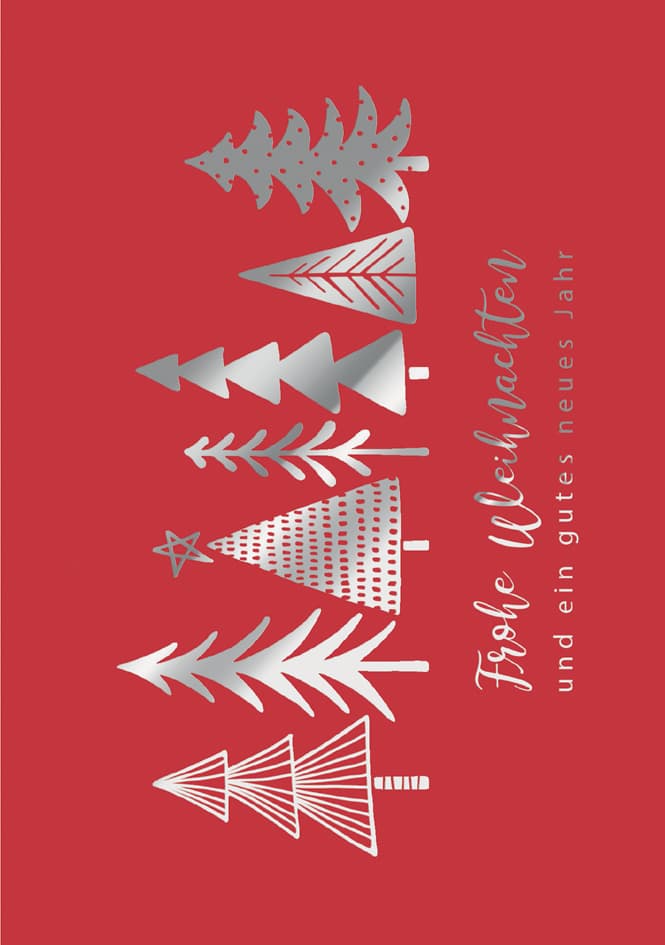 Cactus Weihnachtskarte , Silber Bäume,