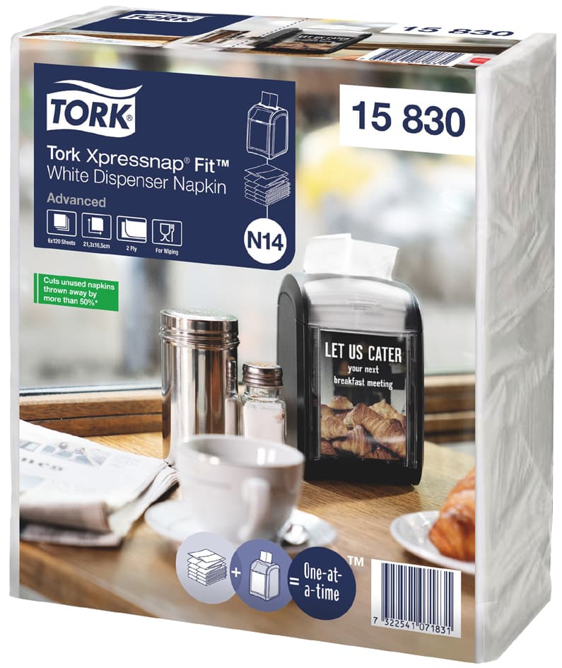 Tork Xpressnap Fit Spender-Servietten, 213 X 165 Mm, Weiß