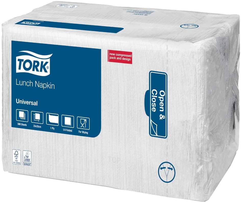Tork Lunch-Servietten, 325 X 325 Mm, 1-Lagig, Weiß