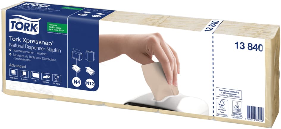 Tork Xpressnap Spender-Servietten, 213 X 330 Mm, Natur