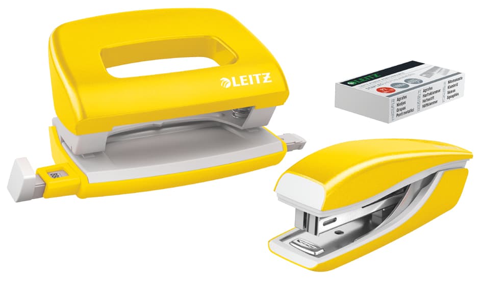 Leitz Heftgerät- & Locher-Set Mini Nexxt Wow, Gelb