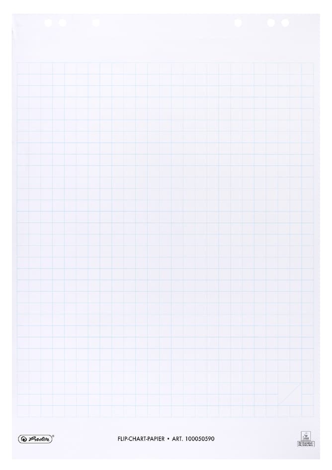 Herlitz Flip-Chart-Block, 20 Blatt, Kariert / Blanko
