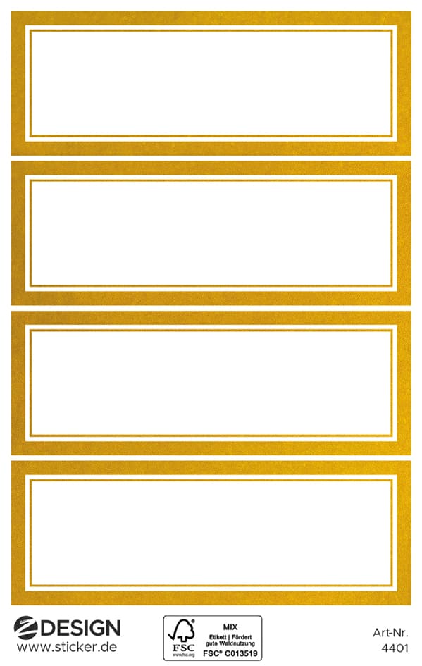 Zdesign Home Haushalts-Etiketten, Rahmen Gold, 70 X 21 Mm