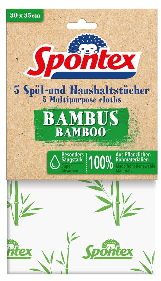 Spontex Spül- Und Haushaltstuch Bambus, 5er Pack