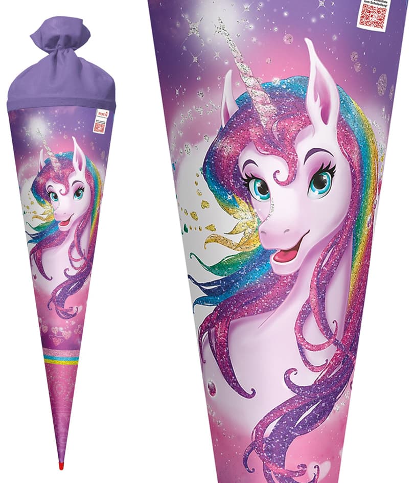 Roth Schultüte , Einhornportrait, Rund, 700 Mm, Glitter
