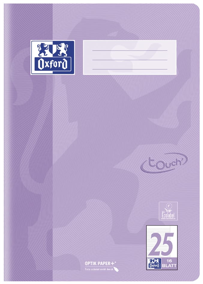 Oxford Schulheft Touch Pastell, Din A4, Lineatur 25, Flieder