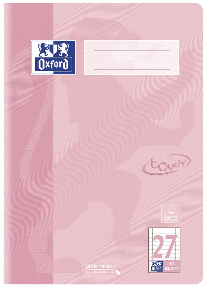 Oxford Schulheft Touch Pastell, Din A4, Lineatur 27, Koralle