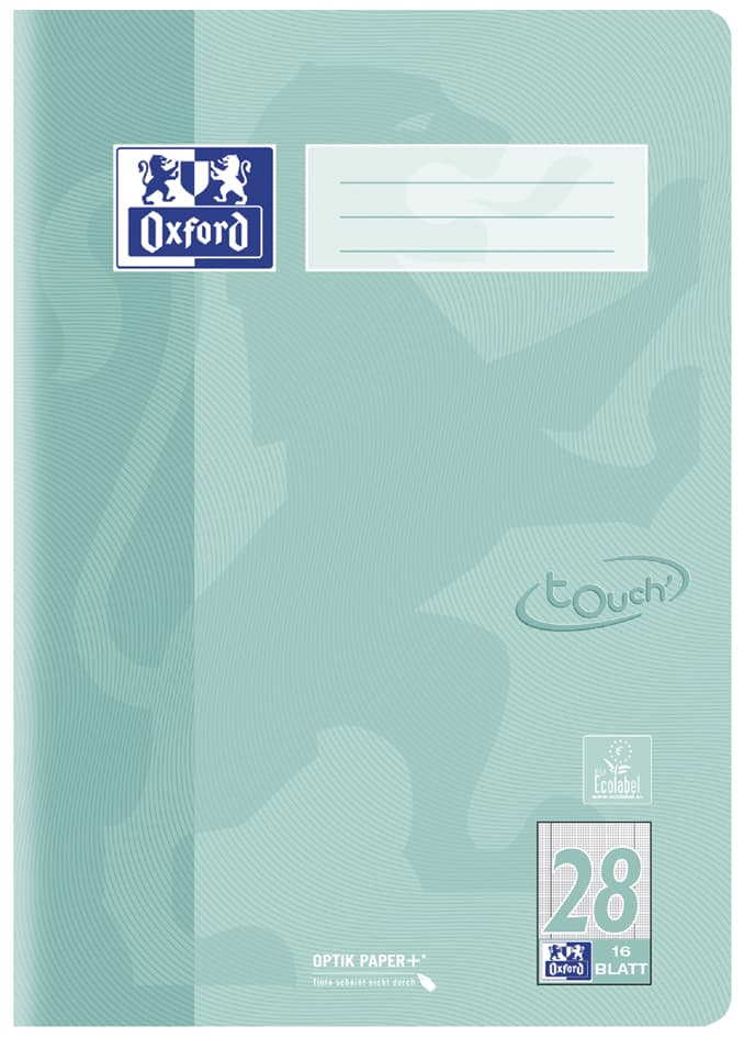 Oxford Schulheft Touch Pastell, Din A4, Lineatur 28, Grün