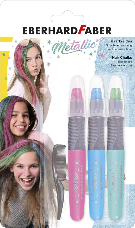 Eberhard Faber Haarkreide-Set Metallic, 3er Set