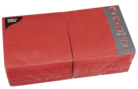 Papstar Lunch-Servietten, 330 X 330 Mm, 3-Lagig, Rot