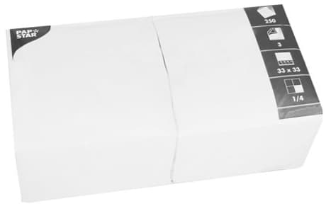 Papstar Lunch-Servietten, 330 X 330 Mm, 3-Lagig, Weiß
