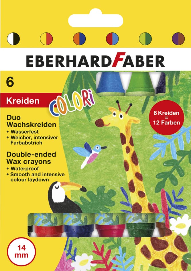 Eberhard Faber Doppel-Wachsmalkreide Duo Colori, 6er Etui