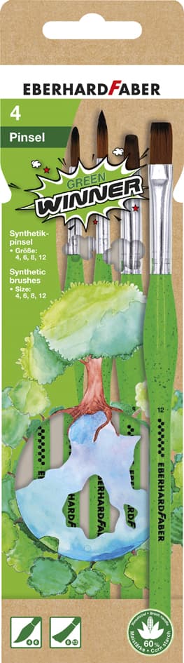 Eberhard Faber Synthetikhaarpinsel-Set Green Winter