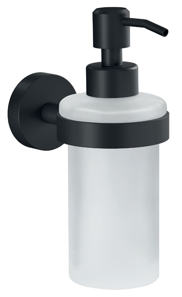 Tesa Seifenspender Moon Black, Satiniertes Glas, Schwarz