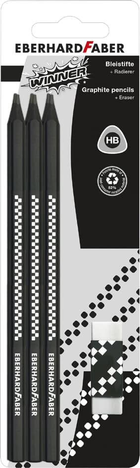 Eberhard Faber Bleistift-Set Winner, Hb, Schwarz, 7-Teilig