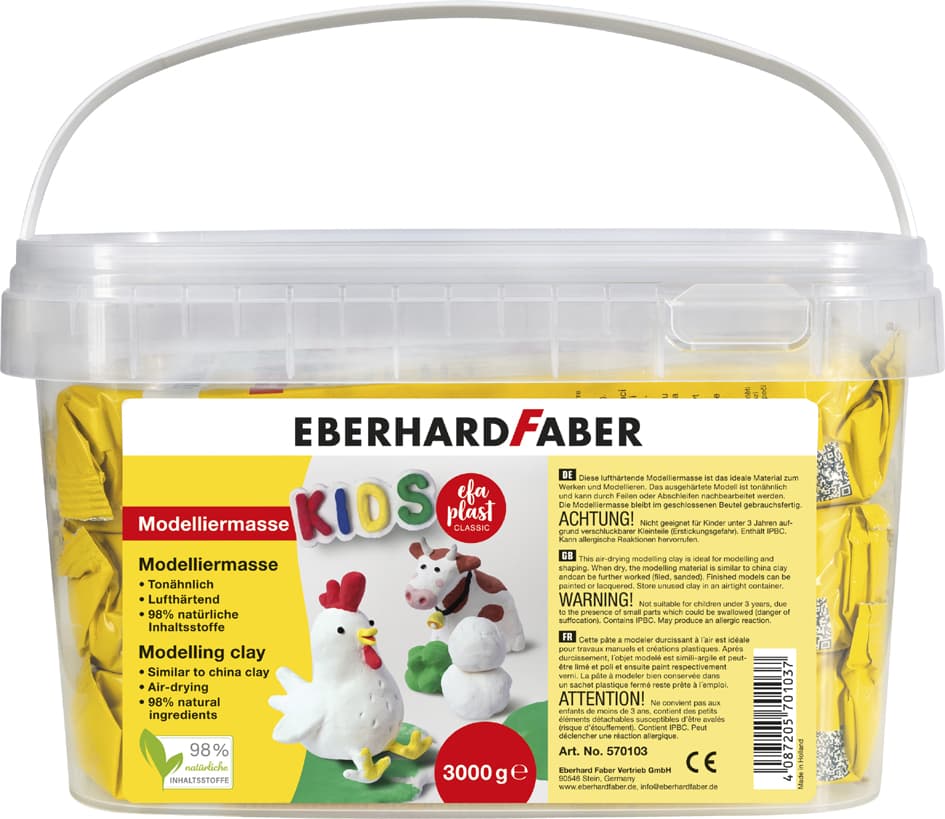 Eberhard Faber Modelliermasse Efa Plast Kids, Weiß, Eimer