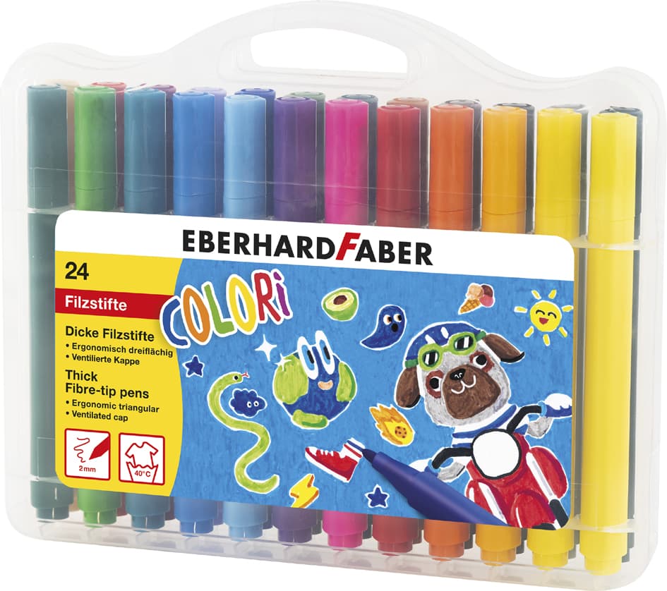 Eberhard Faber Dicke Fasermaler Colori, 24er Kunststoffbox