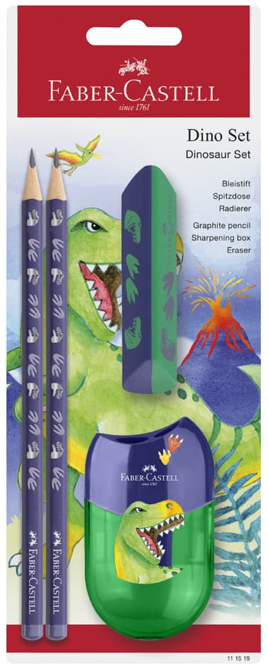 Faber-Castell Schreibset Dino, Blau, 4-Teilig